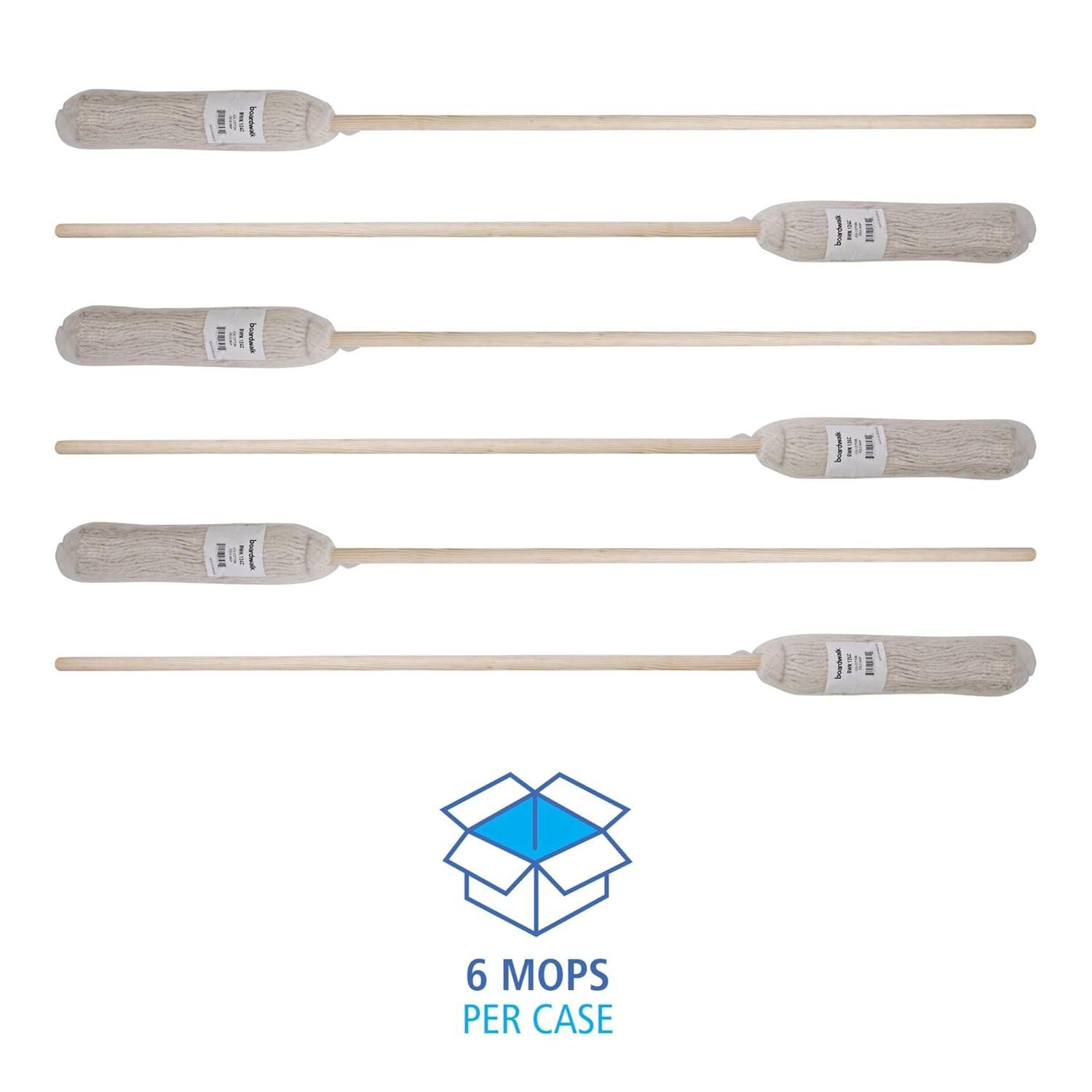 image:imageBoardwalk HandleDeck Mops 24 Oz White Cotton Head 54 Oak Wood Handle 6Pack