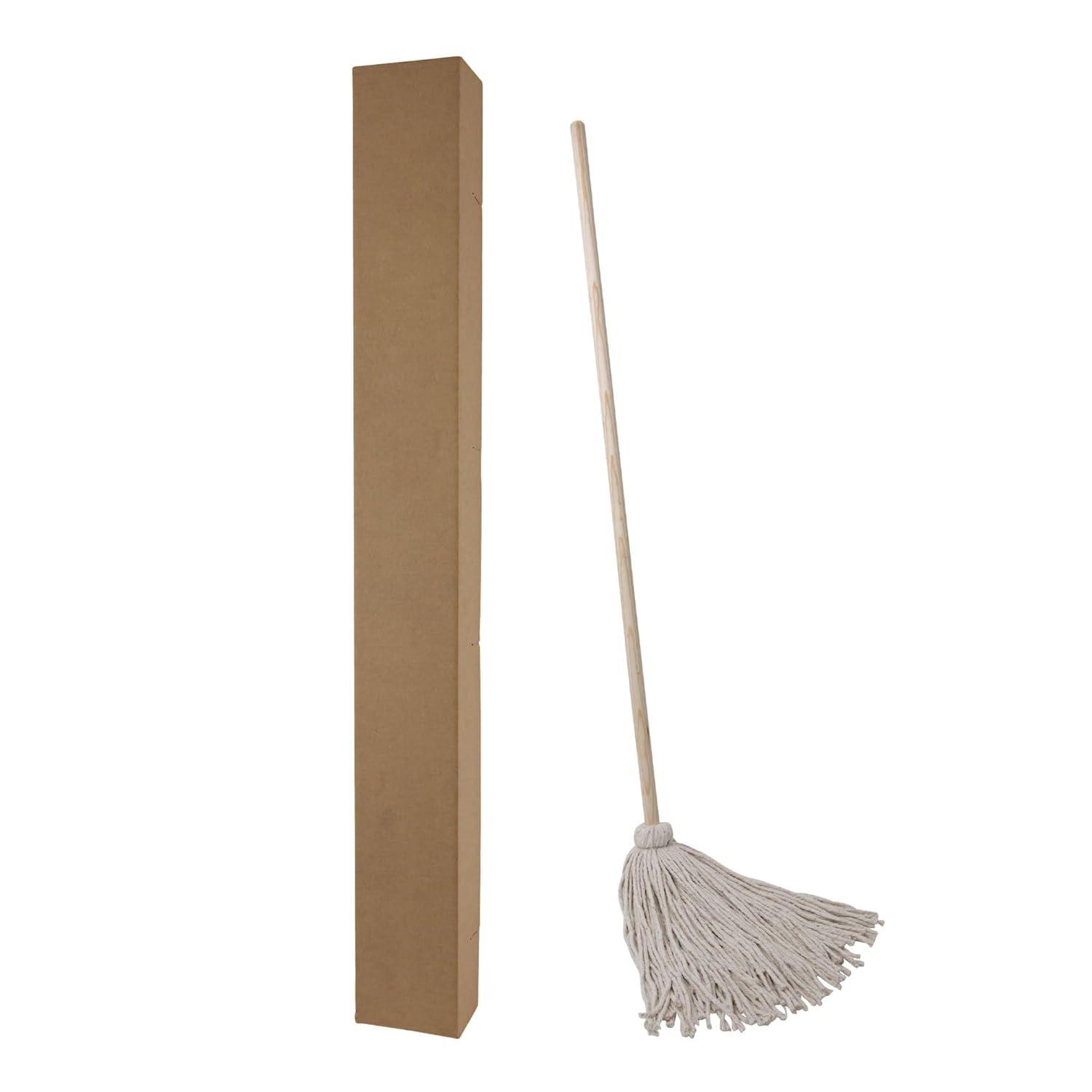 image:imageBoardwalk HandleDeck Mops 24 Oz White Cotton Head 54 Oak Wood Handle 6Pack