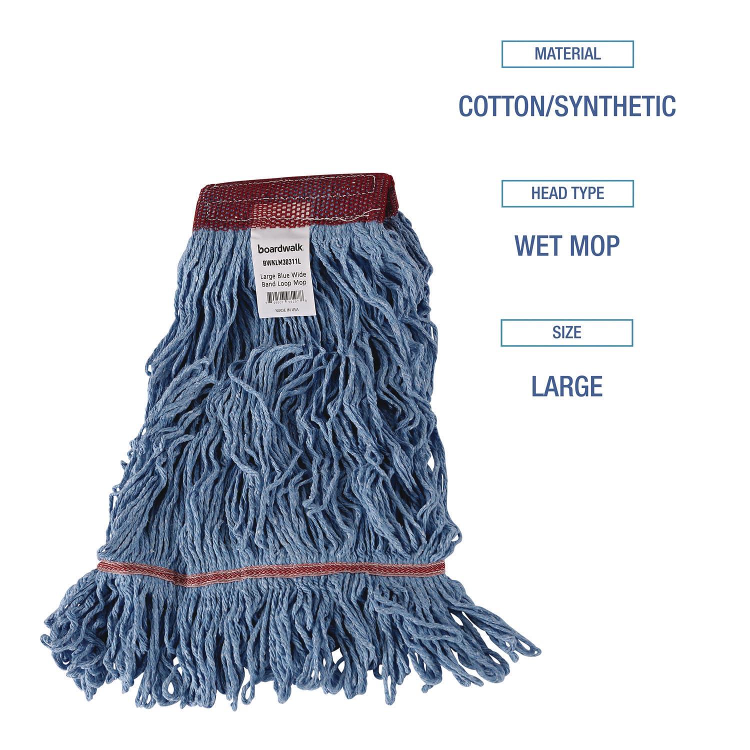 image:imageBoardwalk LM30311L Cotton Mop Heads CottonSynthetic Blend Large Looped End Wideband Blue Case of 12