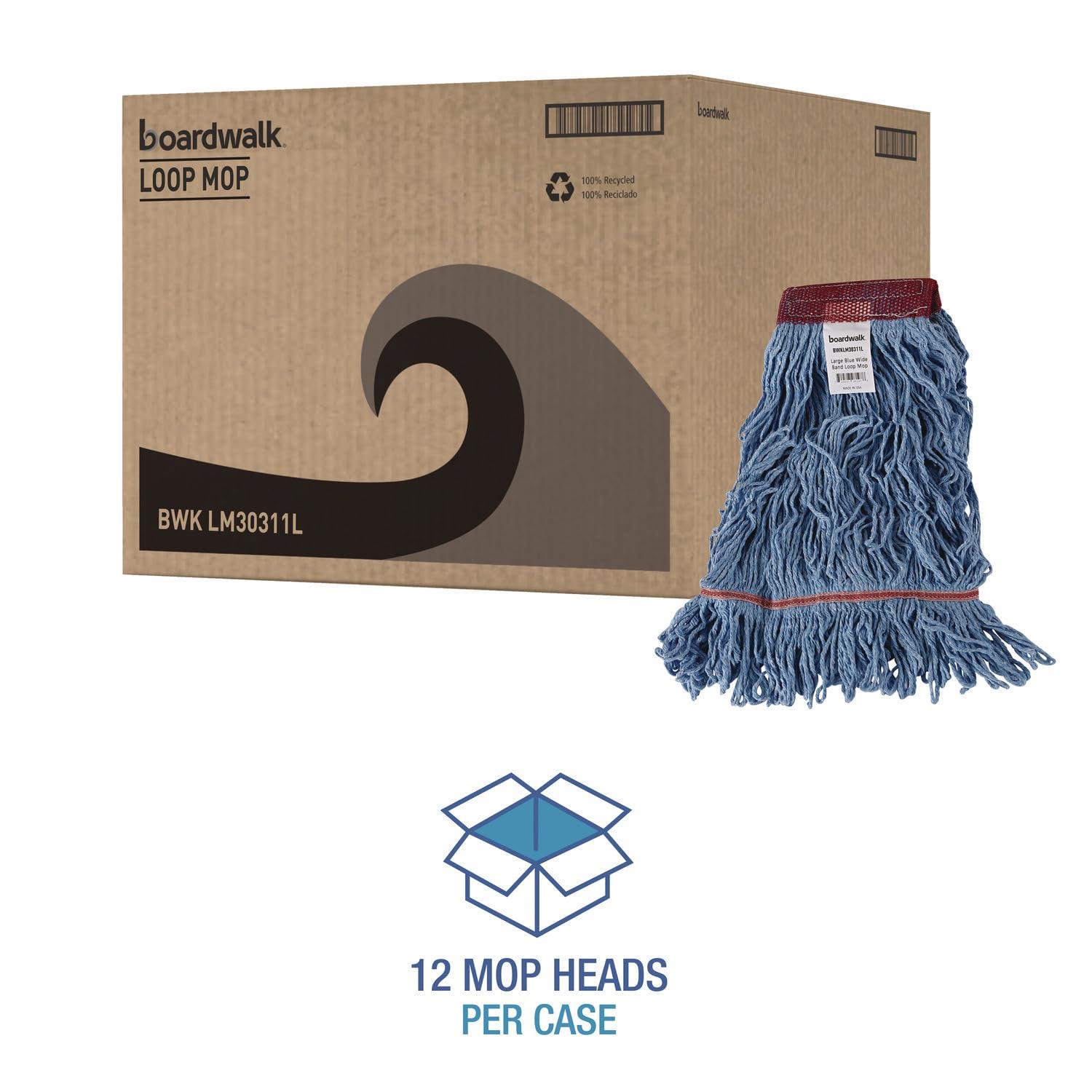 image:imageBoardwalk LM30311L Cotton Mop Heads CottonSynthetic Blend Large Looped End Wideband Blue Case of 12