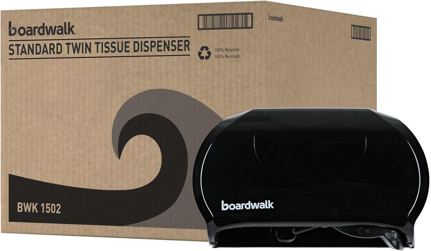 image:imageBoardwalk R3670BKBW 13 in x 675 in x 875 in Standard Twin Toilet Tissue Dispenser Black