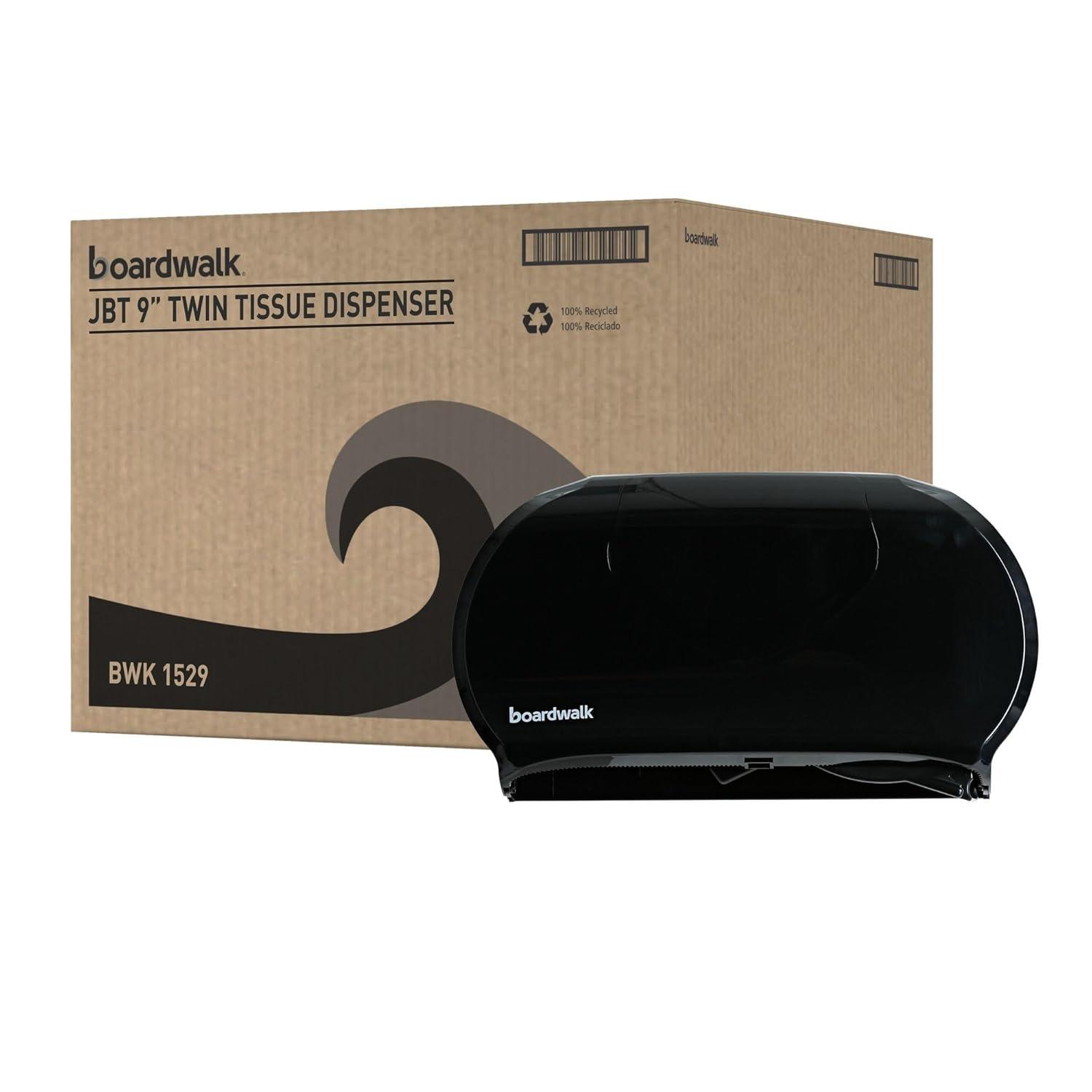 image:imageBoardwalk R4070BKBW 2025 in x 6 in x 1225 in Jumbo Twin Toilet Tissue Dispenser Black