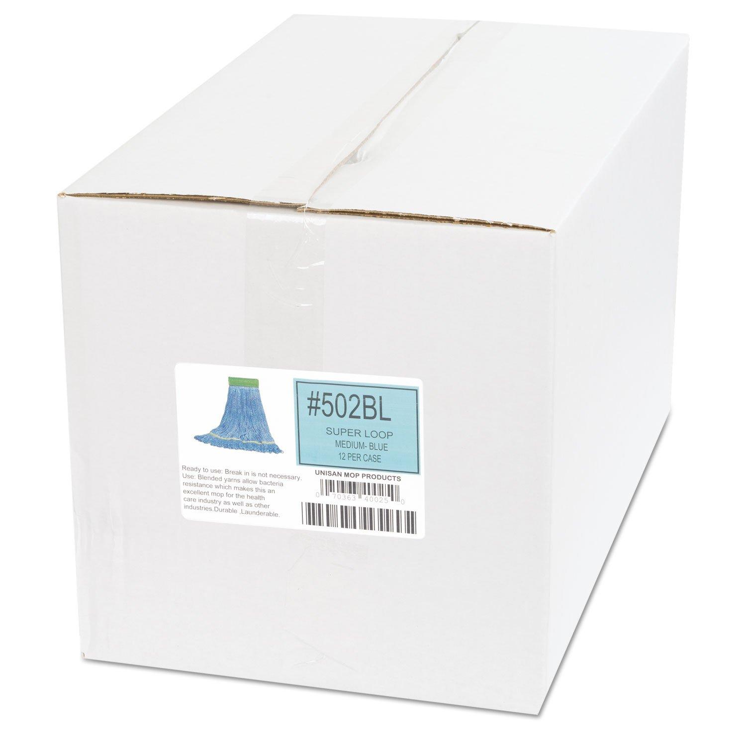 image:imageBoardwalk Super Loop Wet Mop Head CottonSynthetic Fiber 5 Headband Medium Size Blue 12Carton