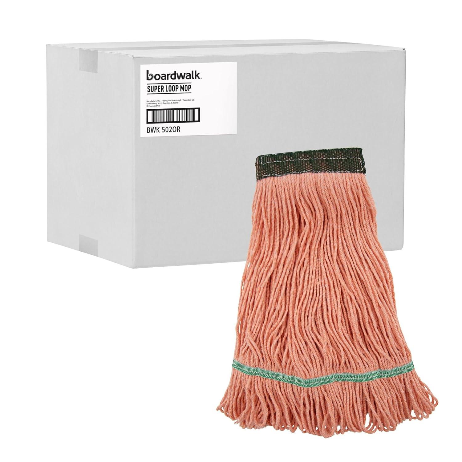 image:imageBoardwalk Super Loop Wet Mop Head CottonSynthetic Fiber 5 Headband Medium Size Orange 12Carton