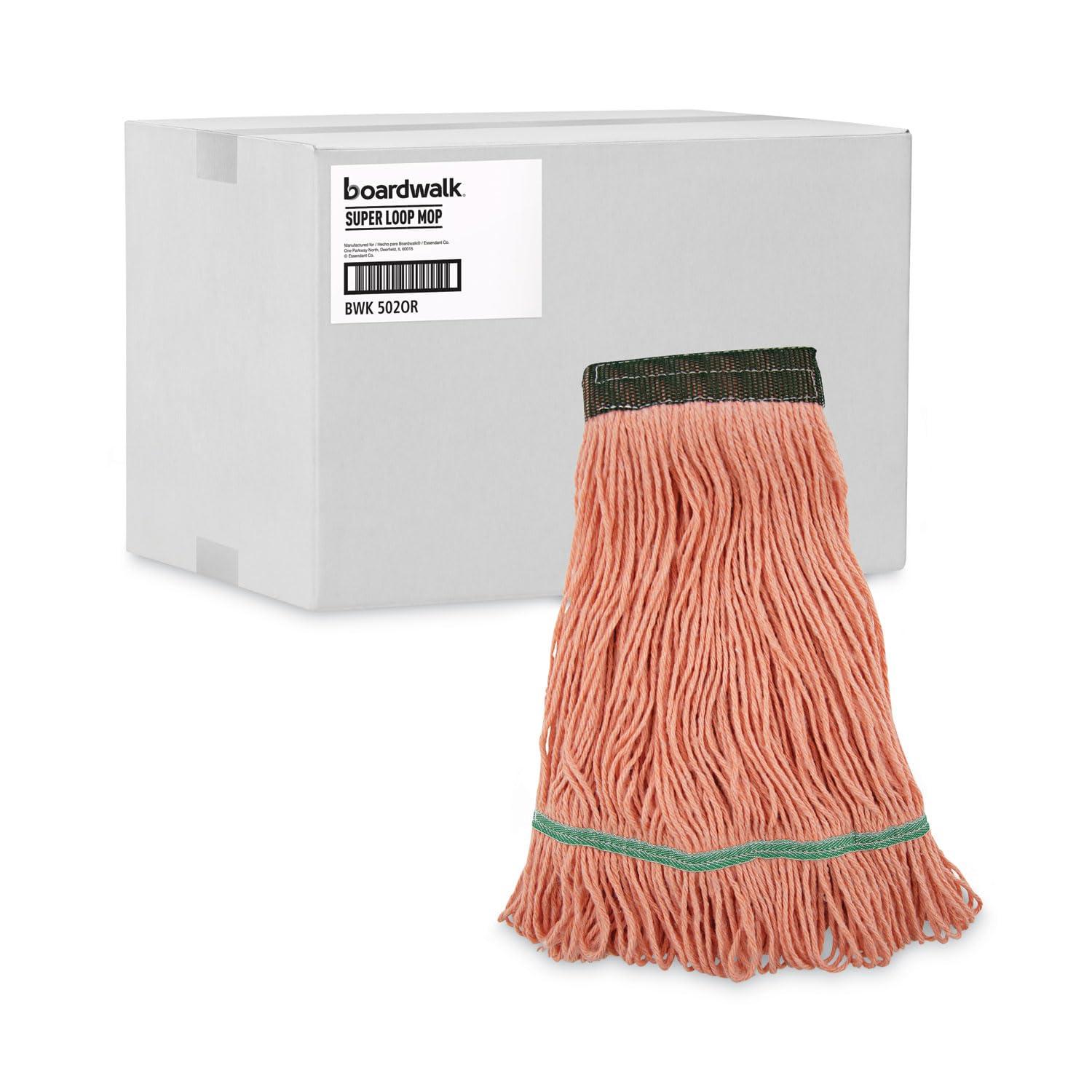 image:imageBoardwalk Super Loop Wet Mop Head CottonSynthetic Fiber 5 Headband Medium Size Orange 12Carton