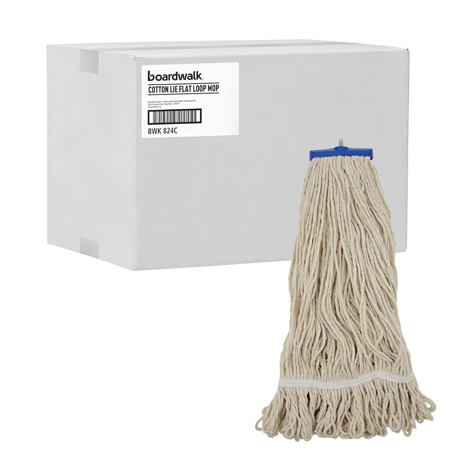 image:imageBoardwalk UNS 824C BWK824C Mop Head LieFlat Head Cotton Fiber 24 oz White Pack of 12