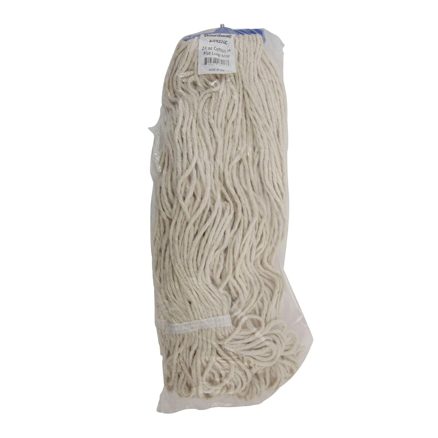 image:imageBoardwalk UNS 824C BWK824C Mop Head LieFlat Head Cotton Fiber 24 oz White Pack of 12