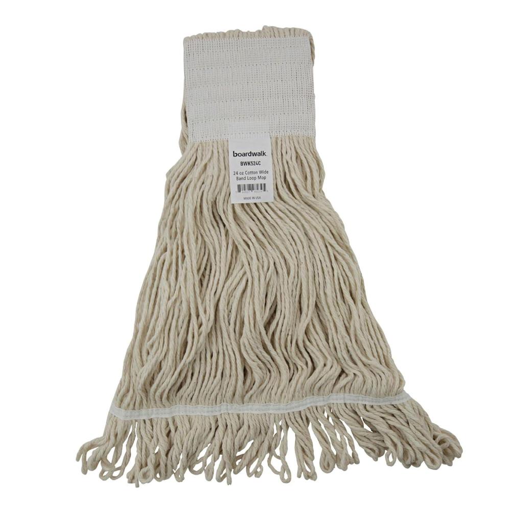image:imageBoardwalk BWK524C 24 oz Pro Loop WebTailband Premium Saddleback Cotton Mop Head White 12Carton