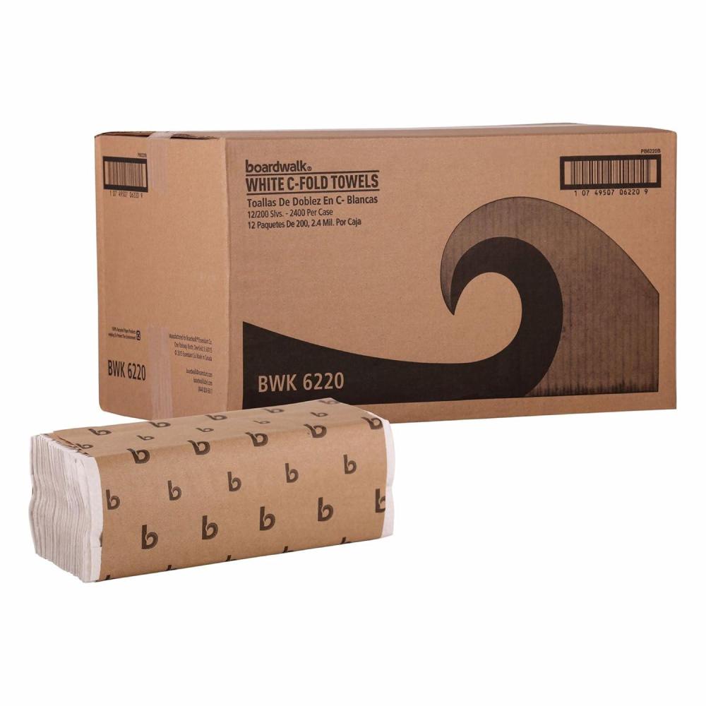 image:imageBoardwalk CFold Disposable Bathroom Paper Hand Towels 1Ply 1144 x 10 200 SheetsPack 12 PacksCarton White