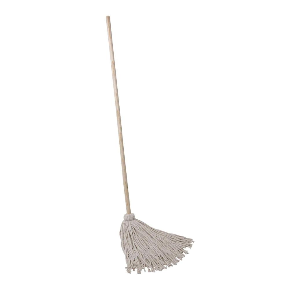 image:imageBoardwalk HandleDeck Mops 24 Oz White Cotton Head 54 Oak Wood Handle 6Pack