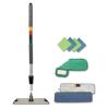Boardwalk Microfiber Cleaning Kit, 18″ Wide Blue/Green Microfiber Head, 35″ to 60″ Gray Aluminum Handle
