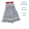 Boardwalk Mop Head, Floor Finish, Wide, Rayon/Polyester, Large, White/Blue, 12/Carton