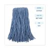 Boardwalk Mop Head, Standard Head, Cotton/Synthetic Fiber, Cut-End, 24, Blue, 12/Carton