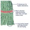 Boardwalk Super Loop Wet Mop Head, Cotton/Synthetic Fiber, 5″ Headband, Large Size, Green, 12/Carton