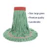 Boardwalk Super Loop Wet Mop Head, Cotton/Synthetic Fiber, 5″ Headband, Large Size, Green, 12/Carton