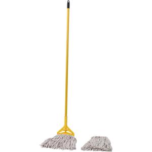 Boardwalk 5324C Cut-End Mop Kits #24 Natural 60-Inch Metal/Plastic Handle Yellow