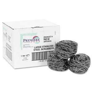 Boardwalk BWK50 Stainless Steel Scrubber, 2 1/2 x 2 3/4, Steel Gray (Case of 12)