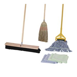 Boardwalk Cleaning Kit, Medium Blue Cotton/Rayon/Synthetic Head, 60″ Natural/Yellow Wood/Metal Handle