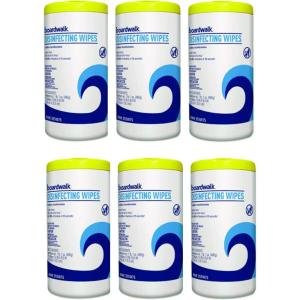 Boardwalk Disinfecting Wipes, 7 x 8, Lemon Scent, 75/Canister, 6 Canisters/Carton