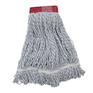 Boardwalk Mop Head, Floor Finish, Wide, Rayon/Polyester, Large, White/Blue, 12/Carton